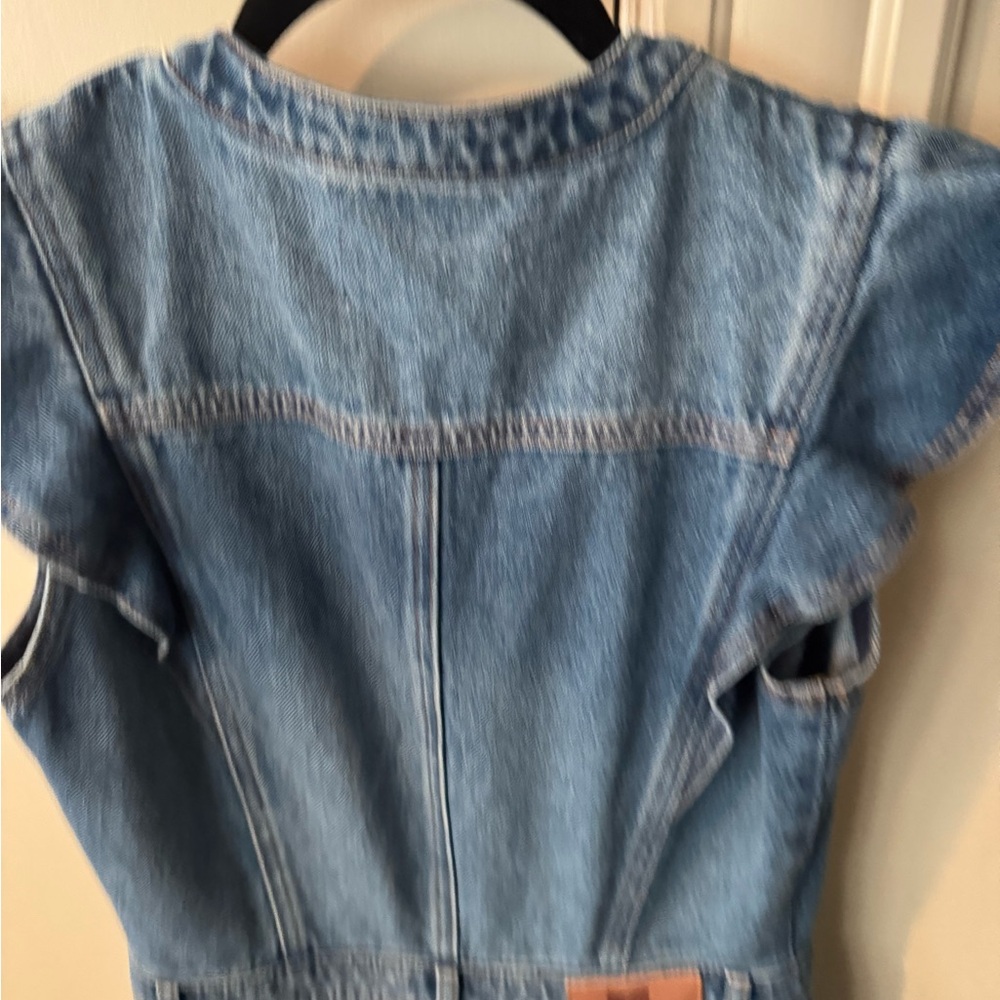 Denim  BASH Sleeveless Dress with Ruffle Sleeves new in a size small - Picture 7 of 10
